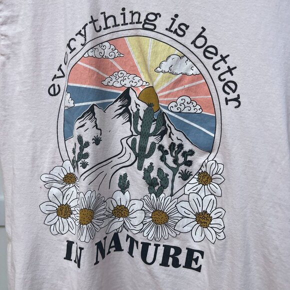 Messy Buns Lazy Days Graphic Tee Daisies Nature Pink Women's Desert Sunset - Picture 5 of 8